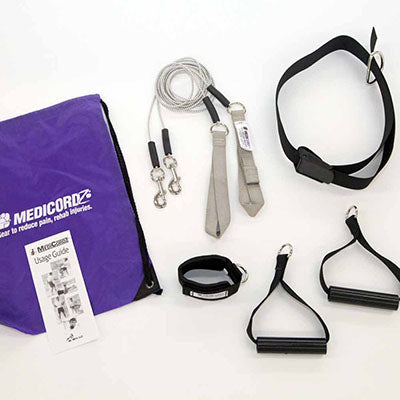 NZ Cordz MediCordz 7-Foot Bungie Rehab Kit, Silver (1 - 7 lbs) — for Resistance Tubing in Clinical and Institutional Care