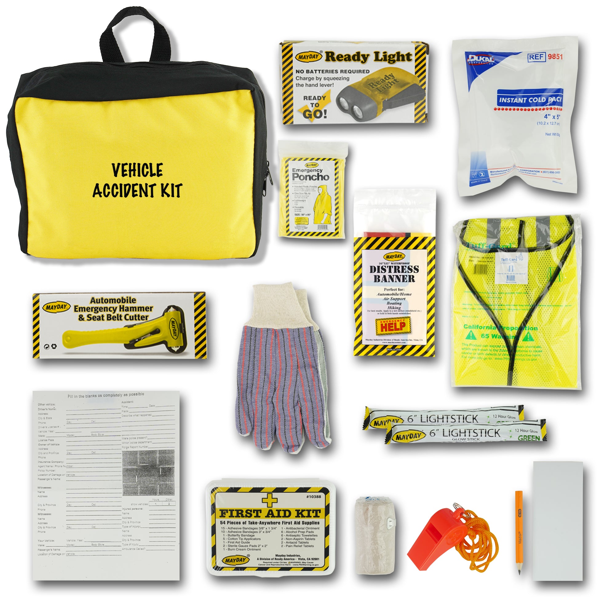 MayDay Vehicle Accident 15-Piece Emergency Survival Kit