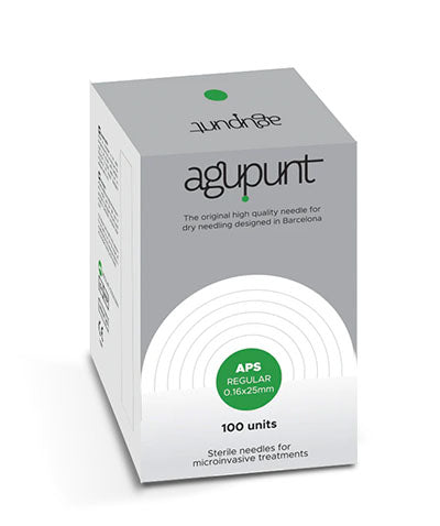 Agupunt APS, Dry Needle, 0.16 x 25 mm, Green tip, Box of 100 — for Dry Needling in Clinical and Institutional Care