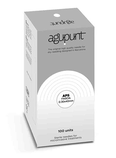 Agupunt APS Fascia Dry Needle, 0.30 x 40 mm, White tip, Box of 100 — for Dry Needling in Clinical and Institutional Care