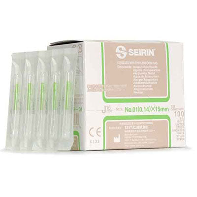 SEIRIN J-15 Acupuncture Needles, 0.12 x 15 mm, Box of 100 Needles — for Acupuncture in Clinical and Institutional Care