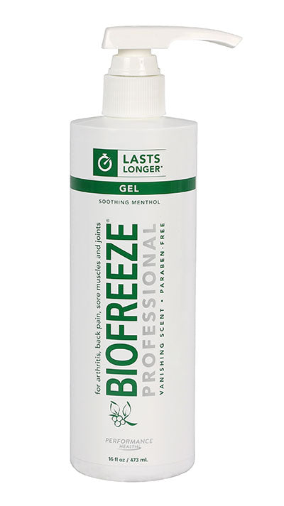 BioFreeze Professional Green Gel, 16 oz pump, case of 24 — for Topical Pain Relief in Clinical and Institutional Care