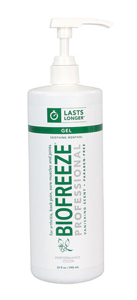 BioFreeze Professional Colorless Gel, 32 oz pump, case of 16 — for Topical Pain Relief in Clinical and Institutional Care