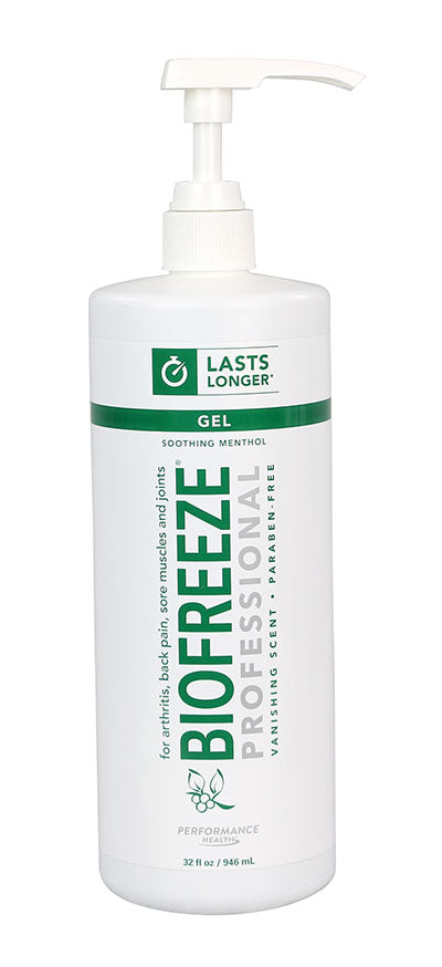 BioFreeze Professional Colorless Gel, 32 oz pump, case of 16 — for Topical Pain Relief in Clinical and Institutional Care