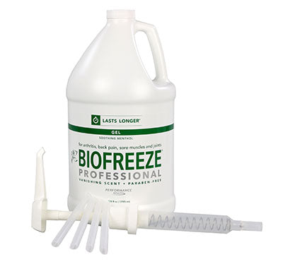 BioFreeze Professional Green Gel, 1 Gallon pump, case of 4 — for Topical Pain Relief in Clinical and Institutional Care
