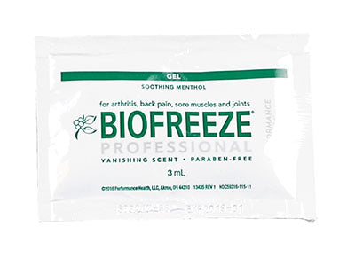 BioFreeze Professional Green Gel, 3 gm single gel pack — for Topical Pain Relief in Clinical and Institutional Care