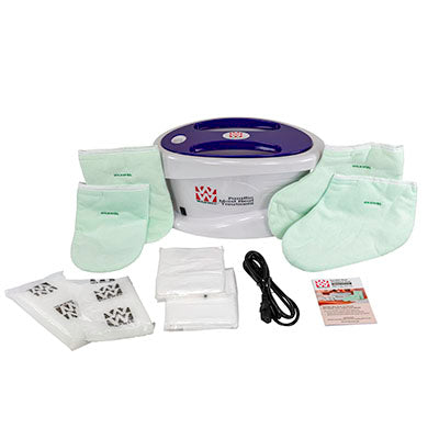 WaxWel Paraffin Bath - Standard Unit Includes: 65 Liners, 1 Mitt, 1 Bootie and 6 lb Lavender Paraffin — for Paraffin Heat Therapy