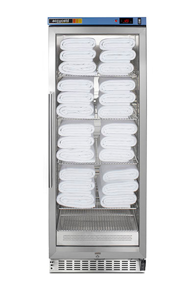 PureTherm by Accucold PureTherm Single Chamber Passive Heating Blanket Warmer, Self-Closing Glass Door, Stainless-Steel, Digital Thermostat, Lock, 10.57 cu.ft. — for Moist Heat Therapy