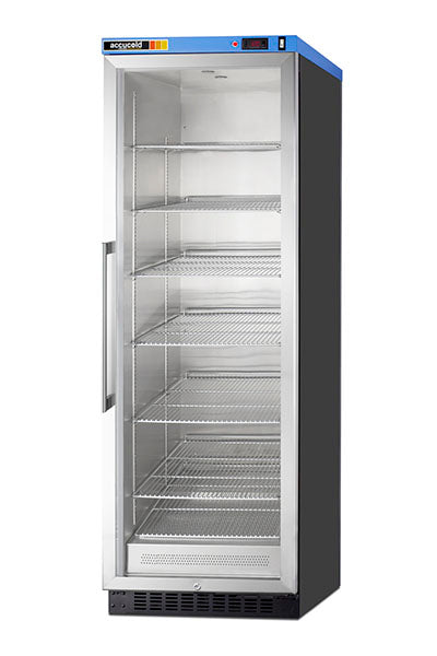 PureTherm by Accucold PureTherm Single Chamber Passive Heating Blanket Warmer, Self-Closing Glass Door, Black Cabinet, Stainless-Steel Interior, Digital Thermostat, Lock, 12.17 cu.ft. — for Moist Heat Therapy