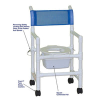 MJM Folding Shower Chair with Closed Front Seat & Commode Pail, 200 lb Capacity