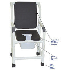 MJM 18" Deluxe Padded Shower Chair, 300 lb Capacity – Black