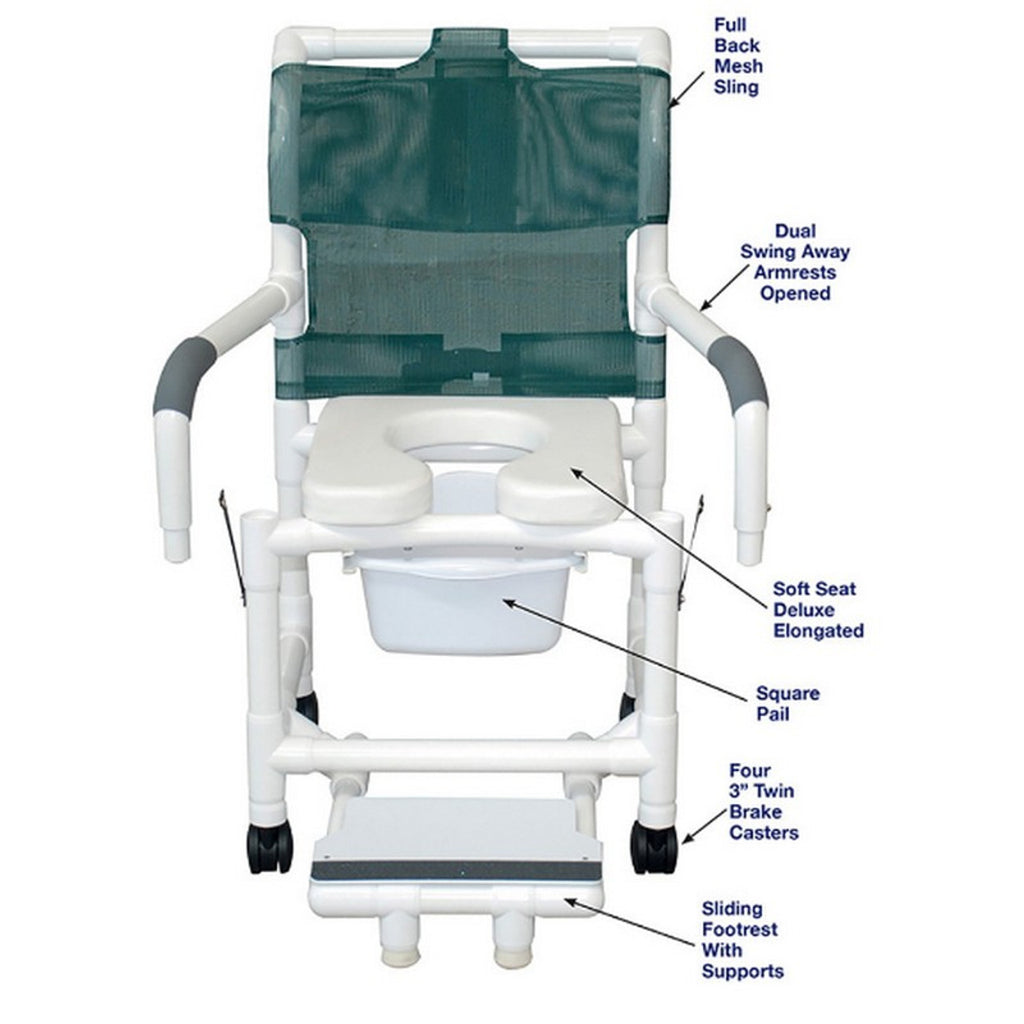 MJM 18" Wide Deluxe Shower Chair, 300 lb Capacity