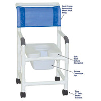 MJM 18" Padded Shower Chair with Commode Pail, 300 lb Capacity
