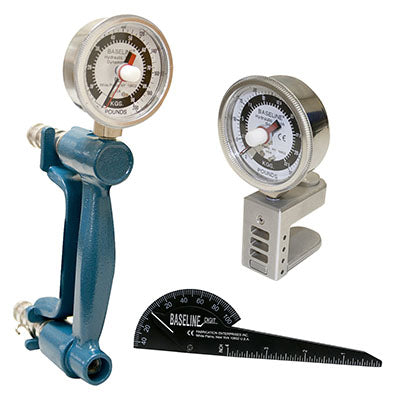 Baseline Hand Evaluation - 3-piece Set - Features feedback 200 lb HHD & 5-position feedback mode 50 lb HPG (both reverse head) — for Strength in Clinical and Institutional Care
