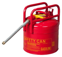Justrite 1215 5 Gallon, 7/8in Metal Hose, DOT Transport Type II Safety Can for Flammables