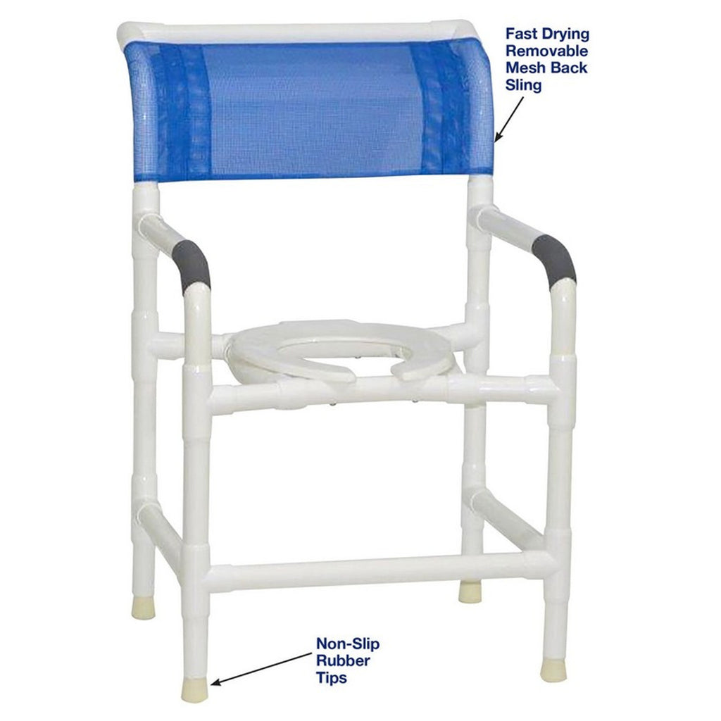 MJM 22" Mid-Size Shower Commode Chair, 375 lb Capacity
