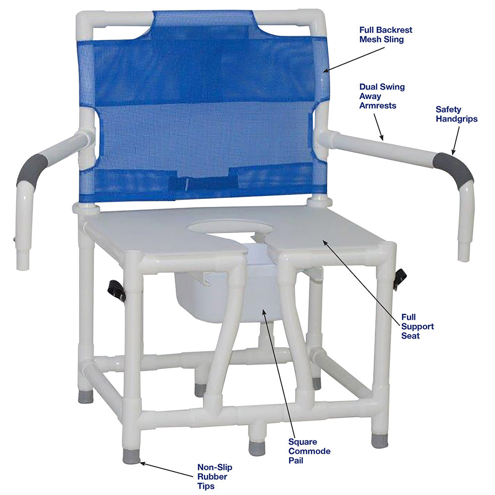 MJM International 124-C10 Bariatric Bedside Commode 24" Internal Width