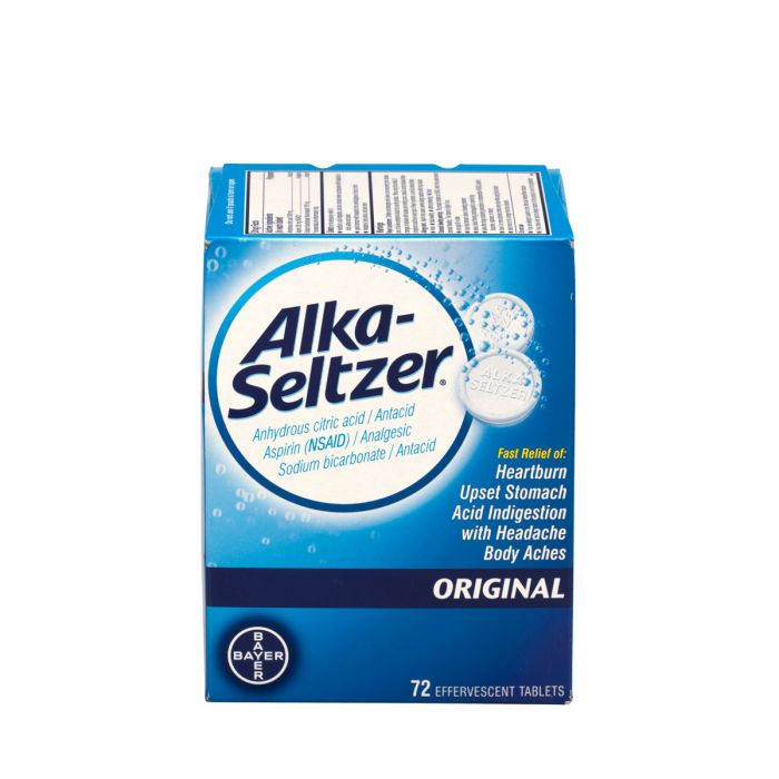 First Aid Only Alka-Seltzer Effervescent Antacid and Pain Relief, 72 Tablets per Box