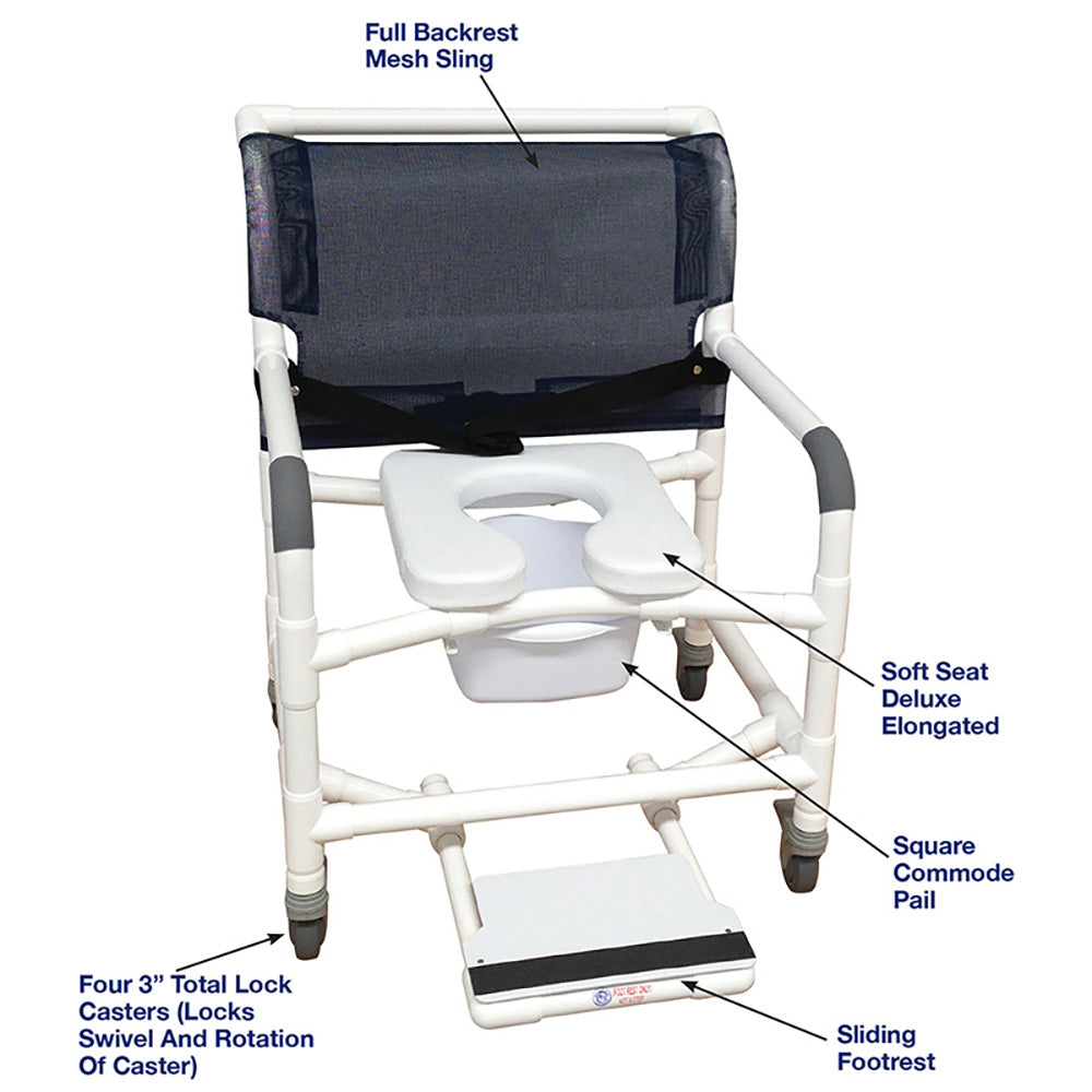 MJM International 126-3TL Wide Shower Chair 26" Internal Width