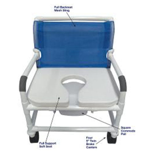 ConvaQuip Bariatric Shower Commode with Pail | 700 lbs. Capacity Soft Seat Hygiene System