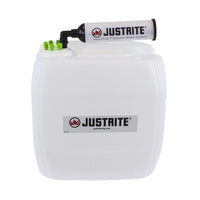 Justrite VaporTrap UN/DOT Carboy with Filter Kit, 13.5L HDPE, 70mm Cap, 6 Ports 1/16" OD Tubing