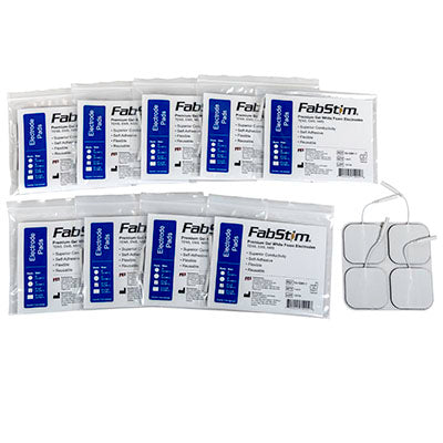 FabStim Premium Gel Self-Adhesive Electrode, White Foam Back, 2" Square, 40/bag (10 sheets of 4) — for Electrotherapy Pain Management