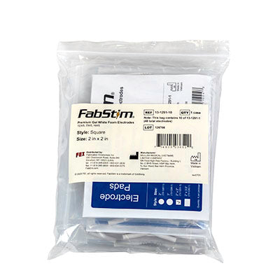 FabStim Premium Gel Self-Adhesive Electrode, White Foam Back, 2" Square, 40/bag (10 sheets of 4) — for Electrotherapy Pain Management