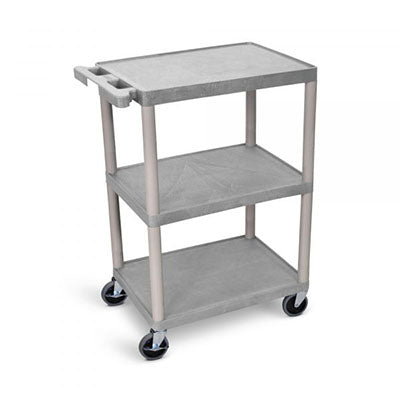 FEI Plastic Utility Cart, 3-Shelf, Grey — for Storage in Clinical and Institutional Care