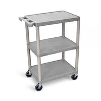 FEI Plastic Utility Cart, 3-Shelf, Grey — for Storage in Clinical and Institutional Care