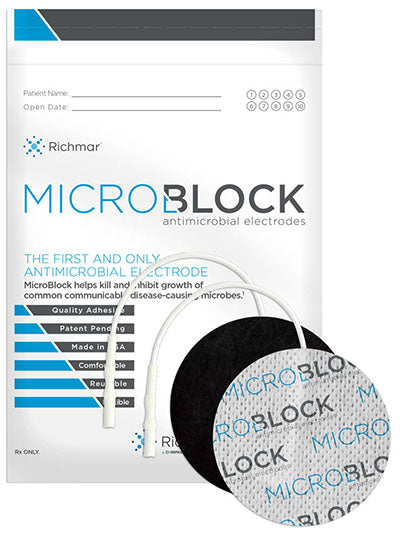 Richmar Micro Block Antimicrobial Electrodes, 2" Round White Cloth (10 packs of 4) — for Electrotherapy Pain Management