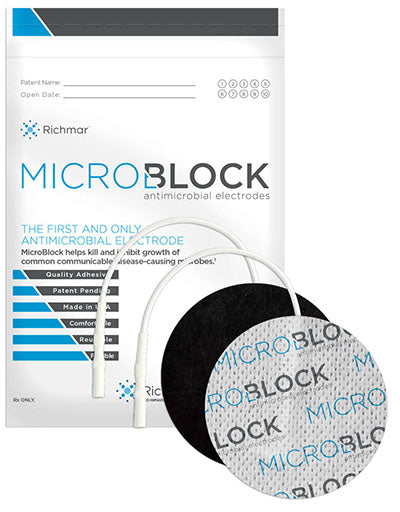 Richmar Micro Block Antimicrobial Electrodes, 2" Round White Cloth (10 packs of 4) — for Electrotherapy Pain Management