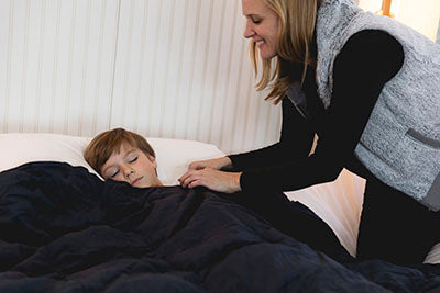 Sommerfly Sleep Tight Weighted Blanket, Navy Blue Corduroy, Small — for Strength Training and Rehabilitation