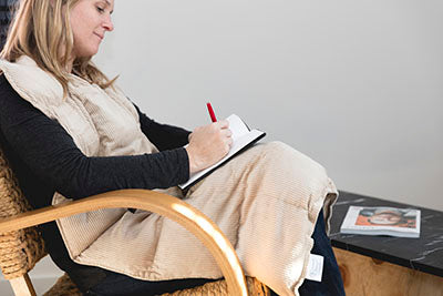 Sommerfly Relaxer Travel Sized Weighted Blanket, Tan Corduroy, XL — for Strength Training and Rehabilitation