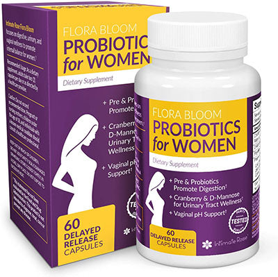 Intimate Rose Flora Bloom, Ultimate Probiotic Supplement for Women, 60 Capsules — for Exercise and Therapy Floor Work