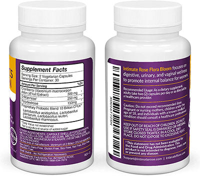Intimate Rose Flora Bloom, Ultimate Probiotic Supplement for Women, 60 Capsules — for Exercise and Therapy Floor Work