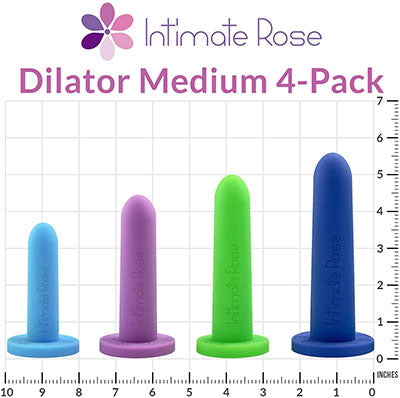 Intimate Rose Silicone Dilators for Women and Men, Medium (Sizes 3-6), Pack of 4 — for Exercise and Therapy Floor Work