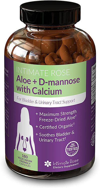Intimate Rose Aloe Vera Supplement with Added D-Mannose and Calcium, 180 Capsules — for Exercise and Therapy Floor Work