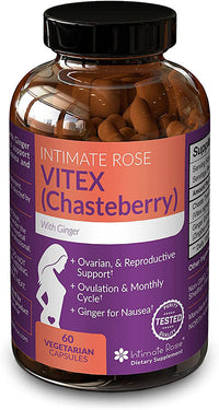 Intimate Rose Vitex (Chasteberry) with Added Ginger, 30 Day Supply (60 Capsules) — for Exercise and Therapy Floor Work