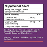 Intimate Rose Vitex (Chasteberry) with Added Ginger, 30 Day Supply (60 Capsules) — for Exercise and Therapy Floor Work