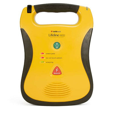 Heartsmart Defibtech Lifeline Semi Automatic AED, Carrying Case, CPR Prep Kit, Inspection Tag, Decal, Keychain Mask — for Exercise and Therapy Floor Work