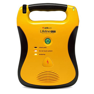 Heartsmart Defibtech Lifeline Fully Automatic AED, Carrying Case, CPR Prep Kit, Inspection Tag, Decal, Keychain Mask — for Exercise and Therapy Floor Work