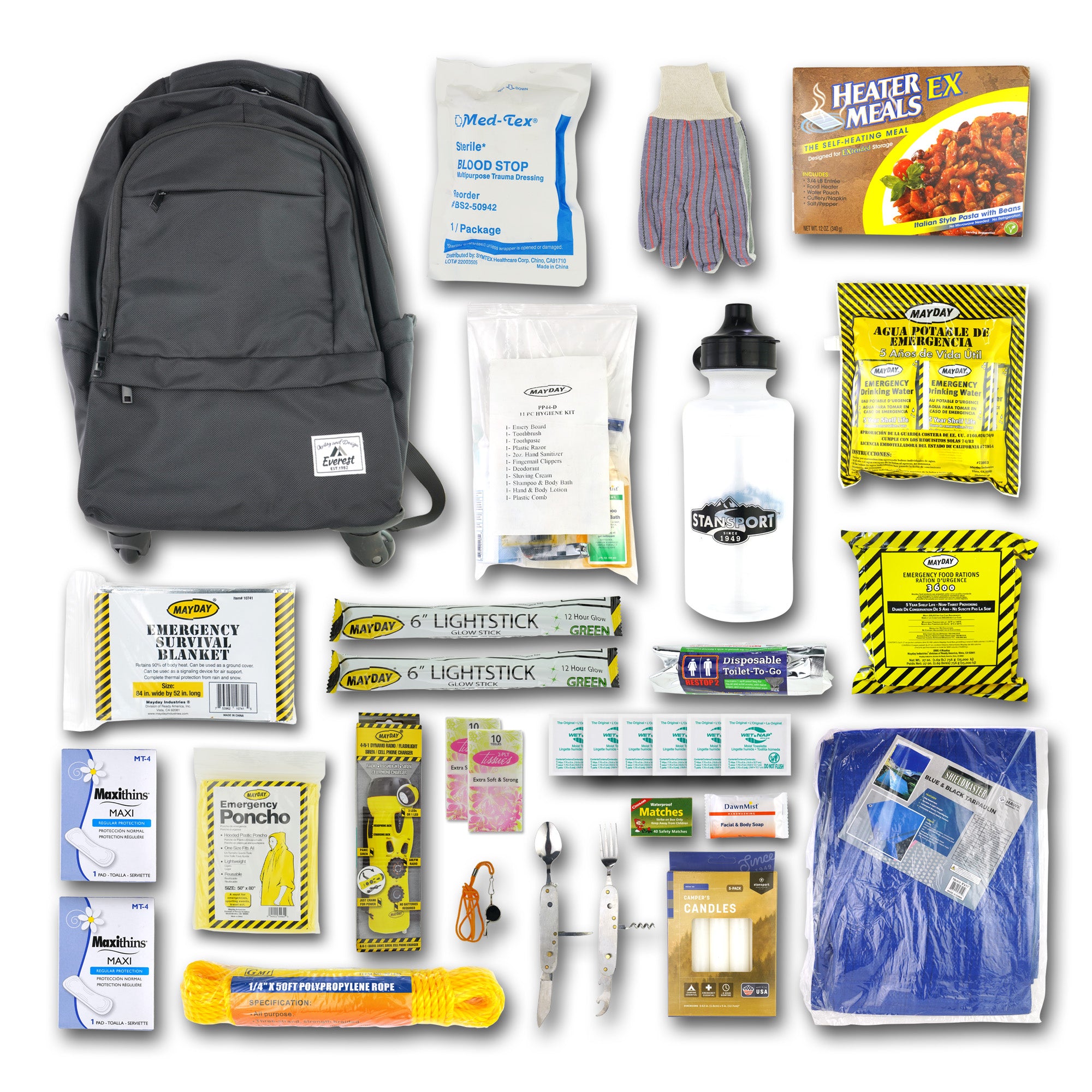 MayDay Roll and Go 1-Person Survival Kit on Wheels