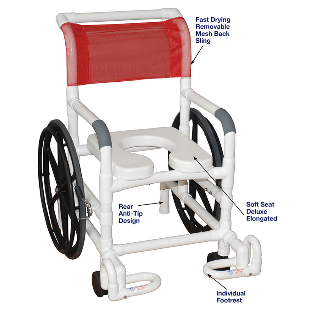 MJM International 131-18-24W-IF Self-propelled Pool Access / Rehab shower transport chair 18" internal width