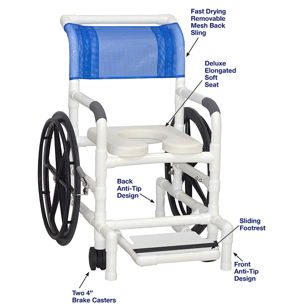MJM International 131-18-24W-SF Self-propelled Pool Access / Rehab shower transport chair 18" internal width