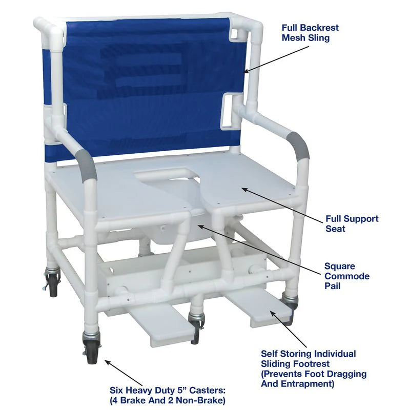 MJM 30" Deluxe Bariatric Shower Commode Chair | 900 lb Capacity
