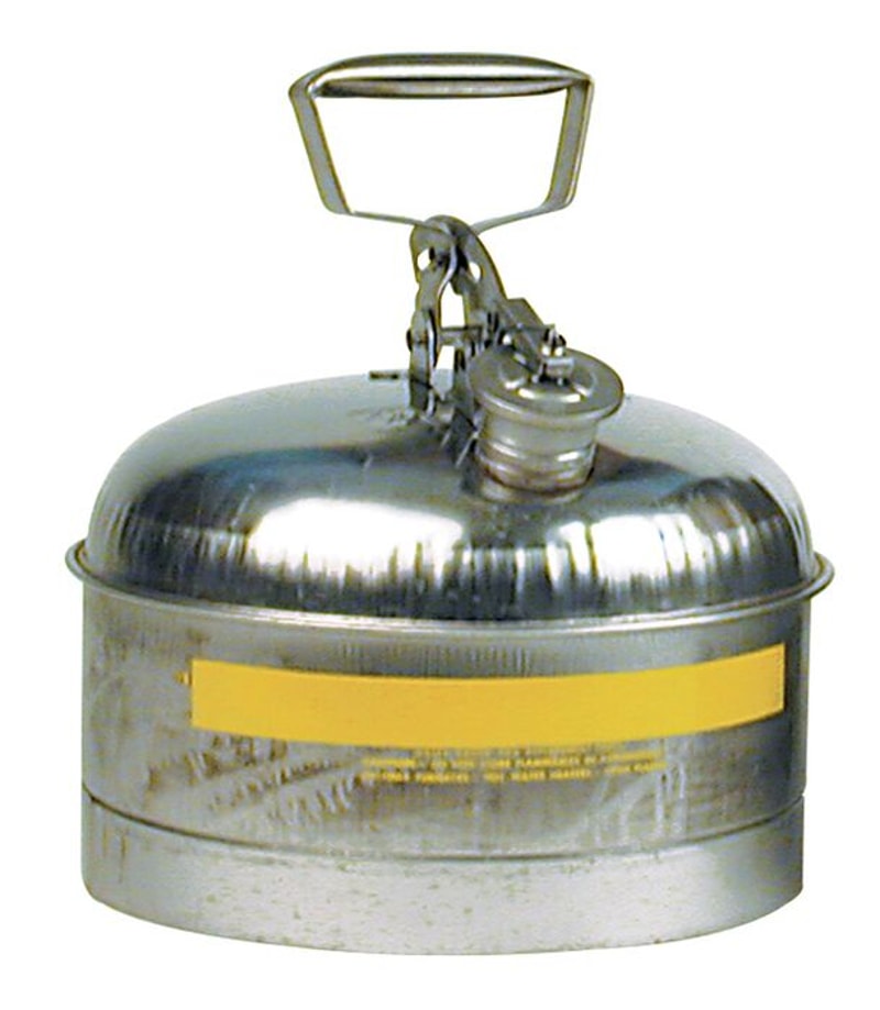 Justrite 1313 Self Close, Stainless Steel Safety Can, Flame Arrester