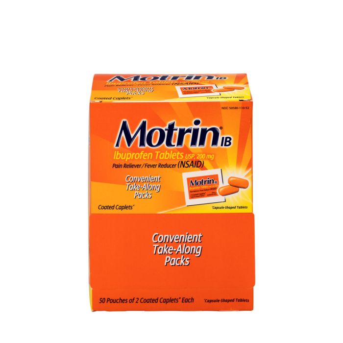 First Aid Only Motrin Ibuprofen, 50 x 2 per Box