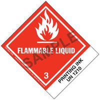 JJ Keller Numbered Panel Proper Shipping Name Labels - Class 3, Flammable Liquid - Printing Ink UN 1210 (Pack of 500)