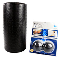 BakBalls Mobility Kit - Firm - BakBalls (black, firm) and 12" black foam roller — for Flexibility and Muscle Recovery