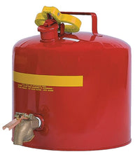 Justrite 1417 5 Gallon Faucet Safety Can, Type 1, Brass Faucet, Flame Arrester, Red